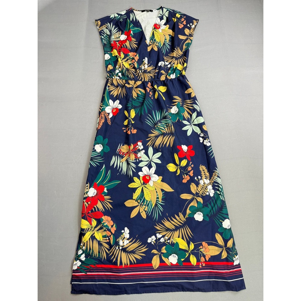 Basic Model Floral Maxi Dress V Neck Sleeveless Summer Dress Size Small‎